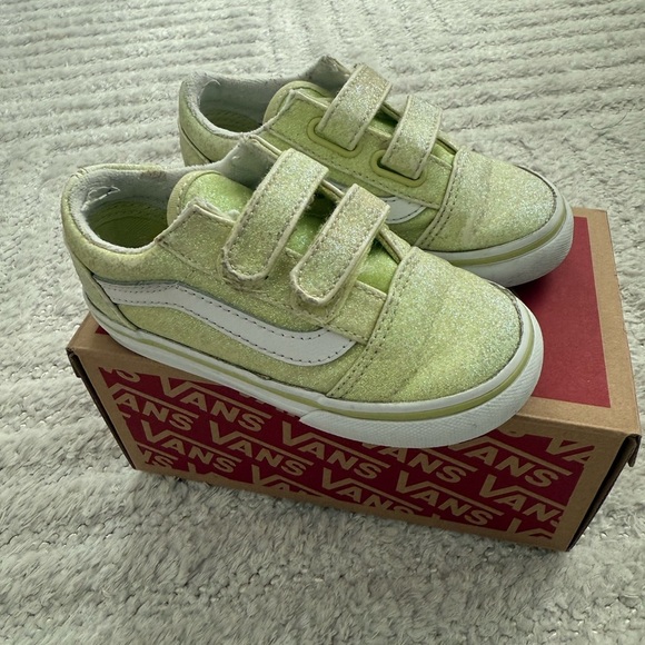 Vans Toddler Old School V Green Glitter Sherbert - Size 8 - Picture 2 of 5